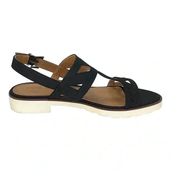 Adrienne Vittadini Seka Black Faux Leather Slingback Womens Sandals Size 9.5M - Picture 3 of 11